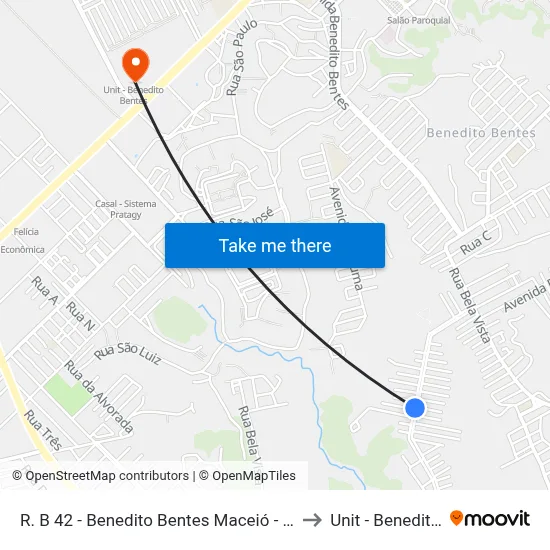 R. B 42 - Benedito Bentes Maceió - Al 57085-606 Brasil to Unit - Benedito Bentes map