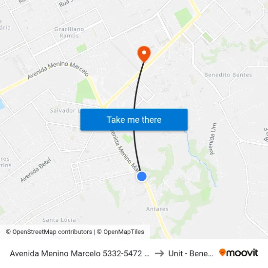 Avenida Menino Marcelo 5332-5472 - Barro Duro Maceió - Al Brasil to Unit - Benedito Bentes map