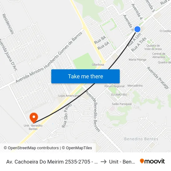 Av. Cachoeira Do Meirim 2535-2705 - Benedito Bentes Maceió - Al Brasil to Unit - Benedito Bentes map