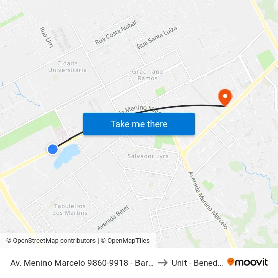 Av. Menino Marcelo 9860-9918 - Barro Duro Maceió - Al Brasil to Unit - Benedito Bentes map