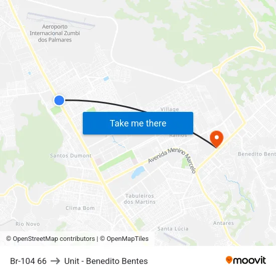 Br-104 66 to Unit - Benedito Bentes map