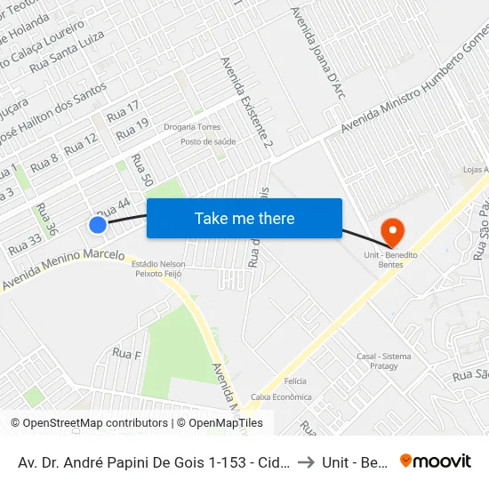Av. Dr. André Papini De Gois 1-153 - Cidade Universitária Maceió - Al 57073-474 Brasil to Unit - Benedito Bentes map