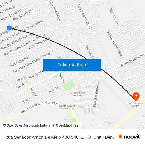 Rua Senador Arnon De Melo 430-540 - Cidade Universitária Maceió - Al Brasil to Unit - Benedito Bentes map