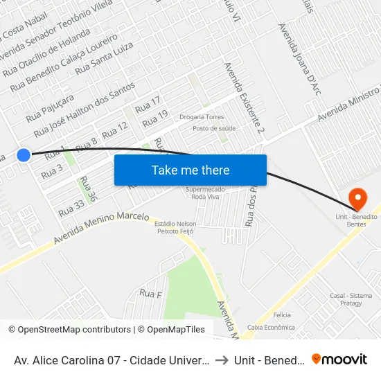 Av. Alice Carolina 07 - Cidade Universitária Maceió - Al Brasil to Unit - Benedito Bentes map