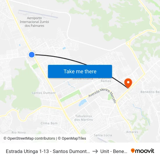 Estrada Utinga 1-13 - Santos Dumont Maceió - Al 57100-000 Brasil to Unit - Benedito Bentes map