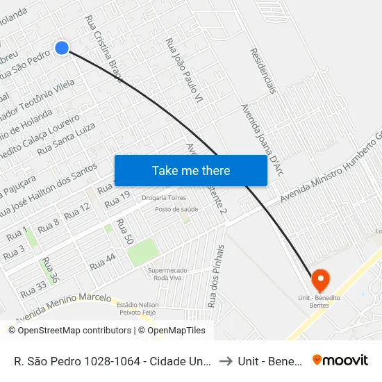 R. São Pedro 1028-1064 - Cidade Universitária Maceió - Al Brasil to Unit - Benedito Bentes map