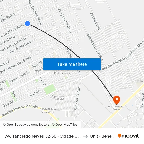 Av. Tancredo Neves 52-60 - Cidade Universitária Maceió - Al Brasil to Unit - Benedito Bentes map