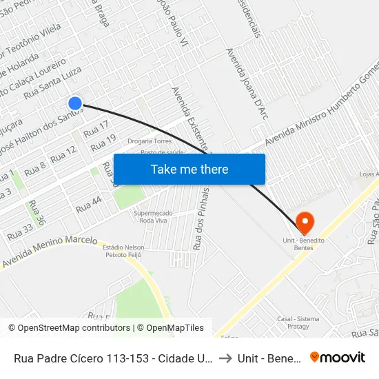 Rua Padre Cícero 113-153 - Cidade Universitária Maceió - Al Brasil to Unit - Benedito Bentes map