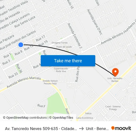 Av. Tancredo Neves 509-635 - Cidade Universitária Maceió - Al Brasil to Unit - Benedito Bentes map