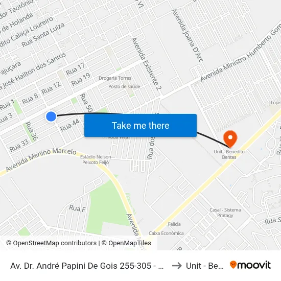 Av. Dr. André Papini De Gois 255-305 - Cidade Universitária Maceió - Al 57073-474 Brasil to Unit - Benedito Bentes map