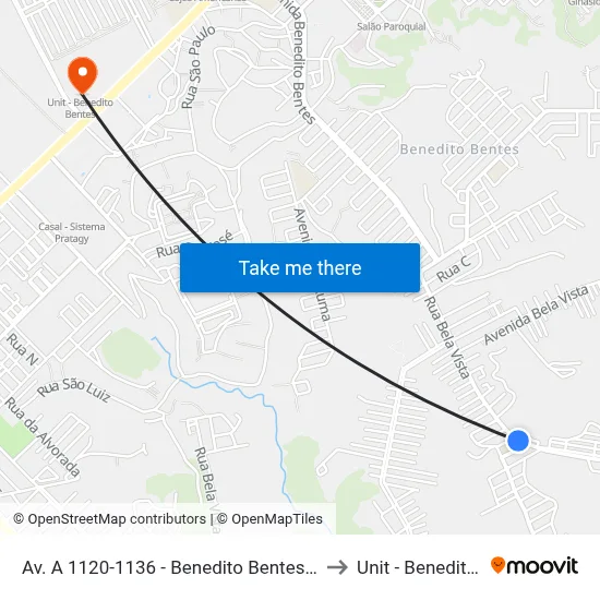 Av. A 1120-1136 - Benedito Bentes Maceió - Al Brasil to Unit - Benedito Bentes map