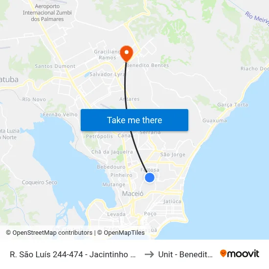 R. São Luís 244-474 - Jacintinho Maceió - Al Brasil to Unit - Benedito Bentes map