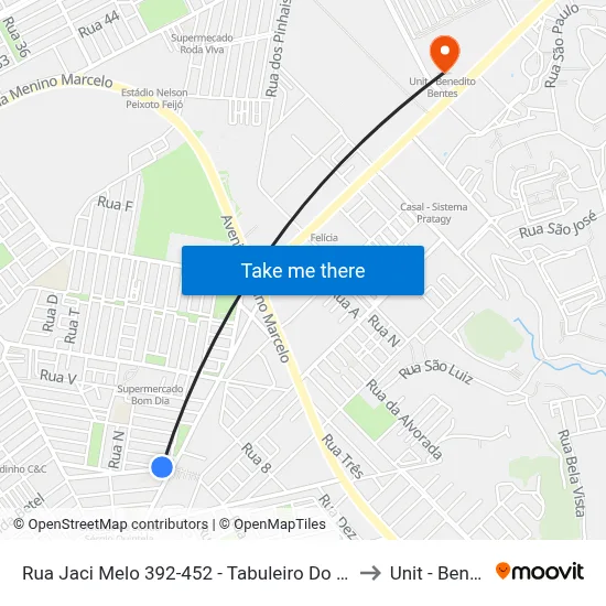 Rua Jaci Melo 392-452 - Tabuleiro Do Martins Maceió - Al 57081-250 Brasil to Unit - Benedito Bentes map