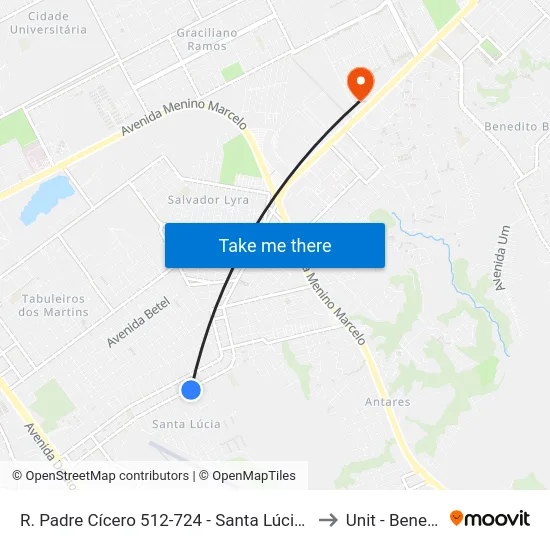 R. Padre Cícero 512-724 - Santa Lúcia Maceió - Al 57082-190 Brazil to Unit - Benedito Bentes map