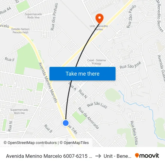 Avenida Menino Marcelo 6007-6215 - Barro Duro Maceió - Al Brasil to Unit - Benedito Bentes map