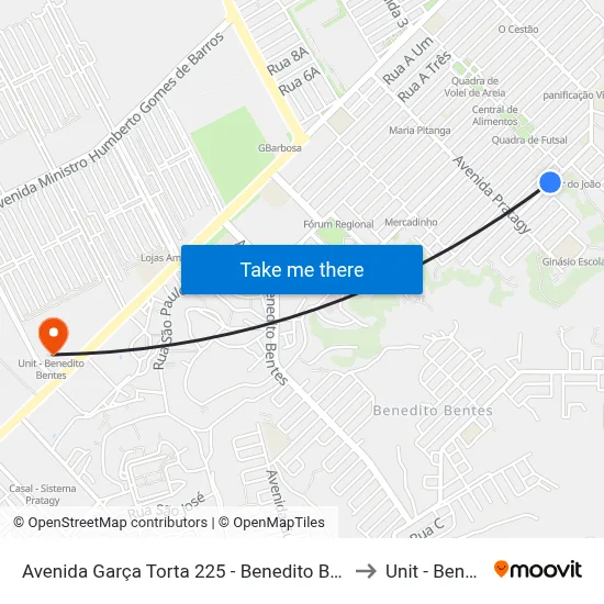 Avenida Garça Torta 225 - Benedito Bentes Maceió - Al 57084-615 Brasil to Unit - Benedito Bentes map