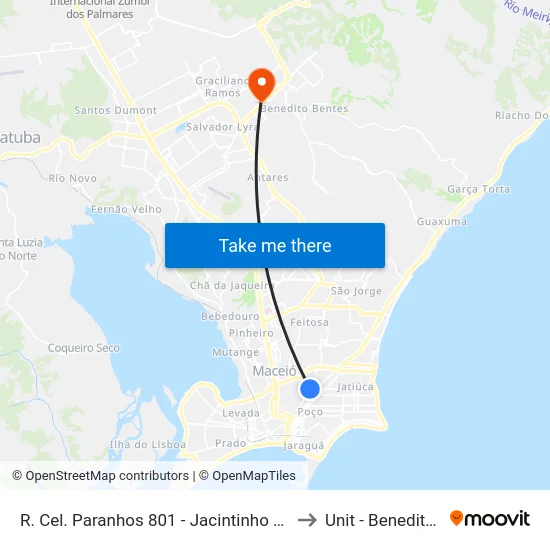 R. Cel. Paranhos 801 - Jacintinho Maceió - Al Brasil to Unit - Benedito Bentes map