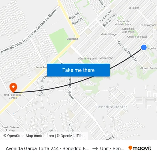 Avenida Garça Torta 244 - Benedito Bentes Maceió - Al 57084-615 Brasil to Unit - Benedito Bentes map