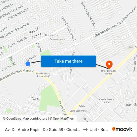 Av. Dr. André Papini De Gois 58 - Cidade Universitária Maceió - Al 57073-474 Brasil to Unit - Benedito Bentes map