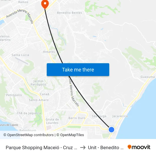 Parque Shopping Maceió - Cruz Das Almas to Unit - Benedito Bentes map
