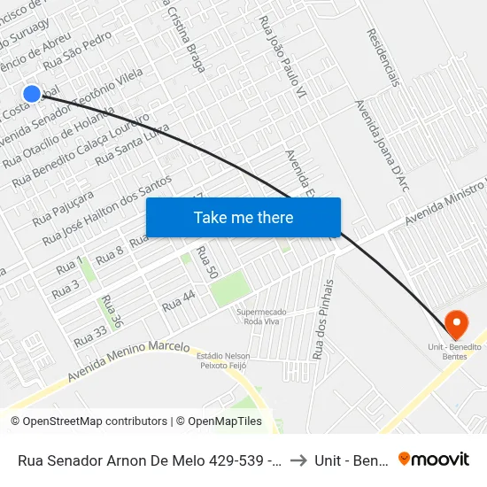 Rua Senador Arnon De Melo 429-539 - Cidade Universitária Maceió - Al Brasil to Unit - Benedito Bentes map