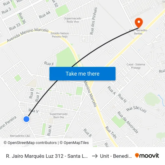 R. Jaíro Marquês Luz 312 - Santa Lúcia Maceió - Al Brasil to Unit - Benedito Bentes map