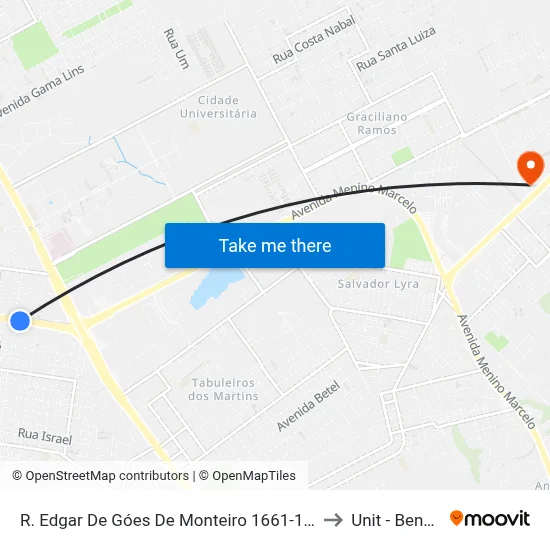 R. Edgar De Góes De Monteiro 1661-1681 - Clima Bom Maceió - Al Brasil to Unit - Benedito Bentes map