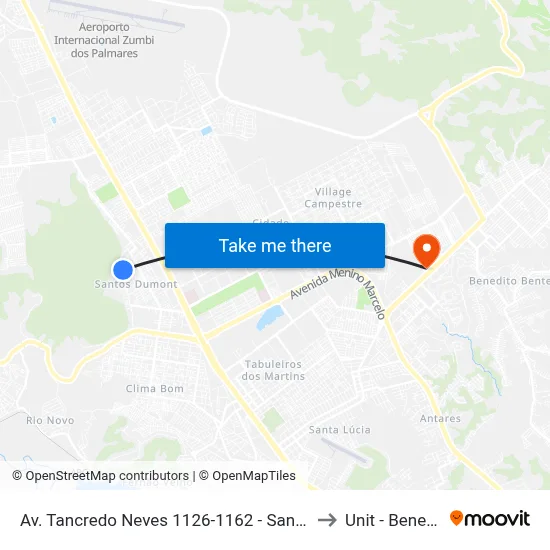 Av. Tancredo Neves 1126-1162 - Santos Dumont Maceió - Al Brasil to Unit - Benedito Bentes map