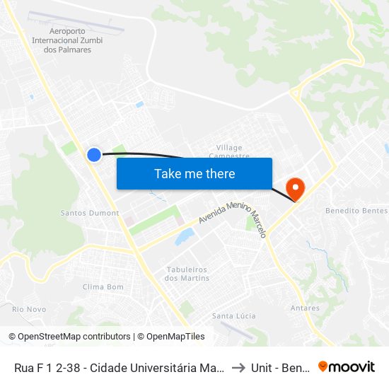 Rua F 1 2-38 - Cidade Universitária Maceió - Al República Federativa Do Brasil to Unit - Benedito Bentes map