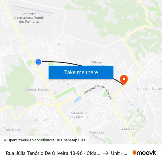Rua Júlia Tenório De Oliveira 48-96 - Cidade Universitária Maceió - Al 57072-200 República Federativa Do Brasil to Unit - Benedito Bentes map