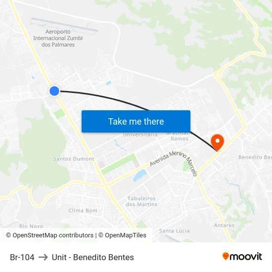 Br-104 to Unit - Benedito Bentes map