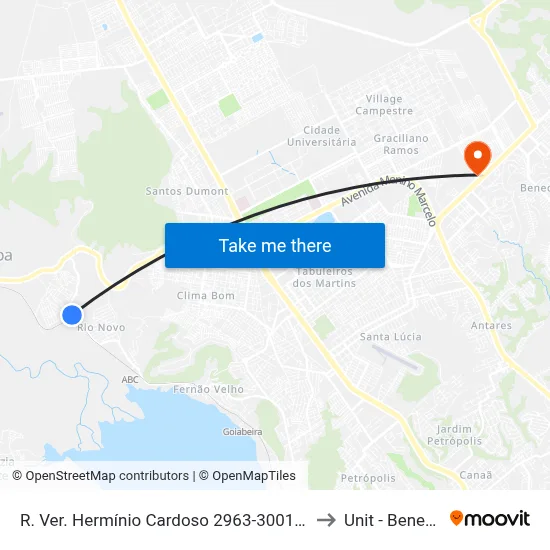 R. Ver. Hermínio Cardoso 2963-3001 - Rio Novo Maceió - Al Brasil to Unit - Benedito Bentes map