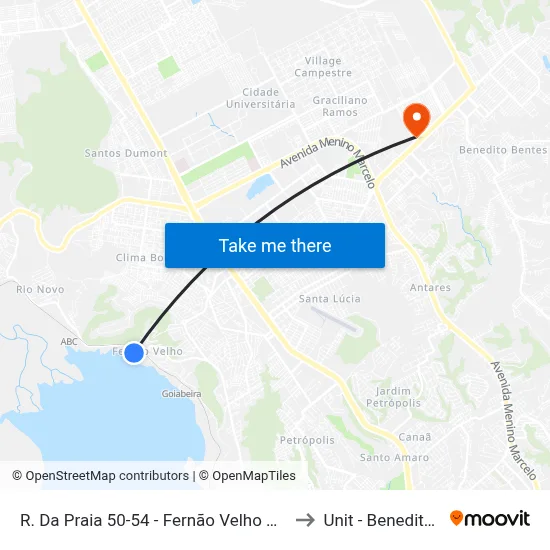 R. Da Praia 50-54 - Fernão Velho Maceió - Al Brasil to Unit - Benedito Bentes map
