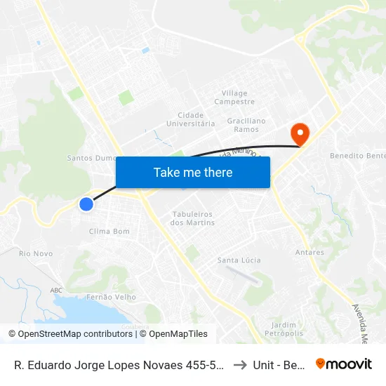 R. Eduardo Jorge Lopes Novaes 455-515 - Clima Bom Maceió - Al 57071-060 Brasil to Unit - Benedito Bentes map