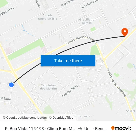 R. Boa Vista 115-193 - Clima Bom Maceió - Al 57071-041 Brasil to Unit - Benedito Bentes map