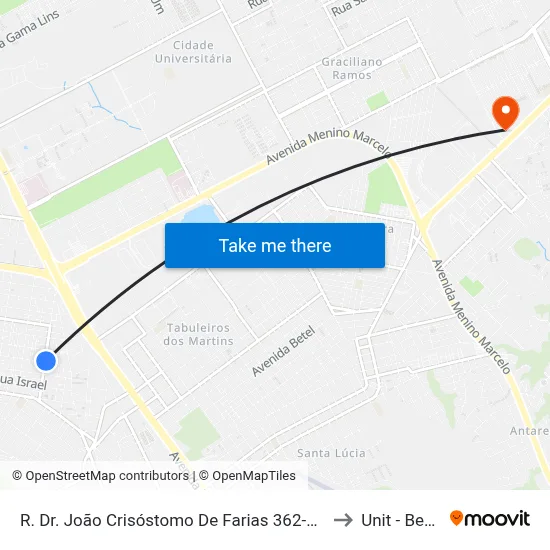 R. Dr. João Crisóstomo De Farias 362-476 - Clima Bom Maceió - Al 57071-090 Brasil to Unit - Benedito Bentes map