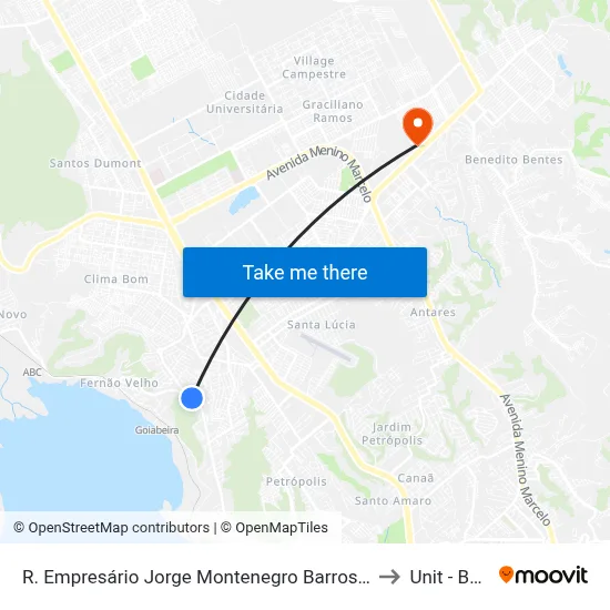 R. Empresário Jorge Montenegro Barros 3413-3517 - Santa Amelia Maceió - Al 57063-000 Brasil to Unit - Benedito Bentes map