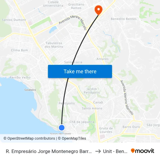 R. Empresário Jorge Montenegro Barros 2-392 Maceió - Al 57045-055 Brasil to Unit - Benedito Bentes map