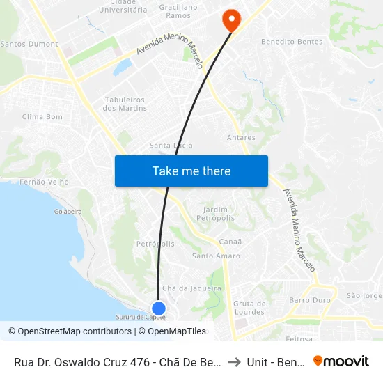 Rua Dr. Oswaldo Cruz 476 - Chã De Bebedouro Maceió - Al 57018-630 Brasil to Unit - Benedito Bentes map