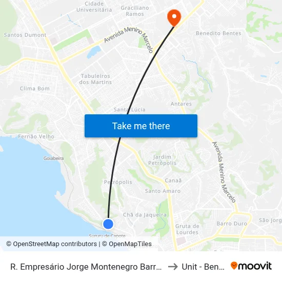 R. Empresário Jorge Montenegro Barros 2-392 Maceió - Al 57045-055 Brasil to Unit - Benedito Bentes map