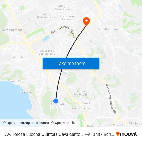 Av. Teresa Lucena Quintela Cavalcante 1666-1724 - Petrópolis Maceió - Al Brasil to Unit - Benedito Bentes map