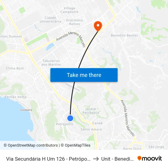 Via Secundária H Um 126 - Petrópolis Maceió - Al Brasil to Unit - Benedito Bentes map