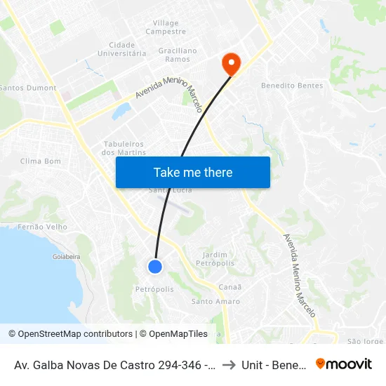 Av. Galba Novas De Castro 294-346 - Petrópolis Maceió - Al Brasil to Unit - Benedito Bentes map