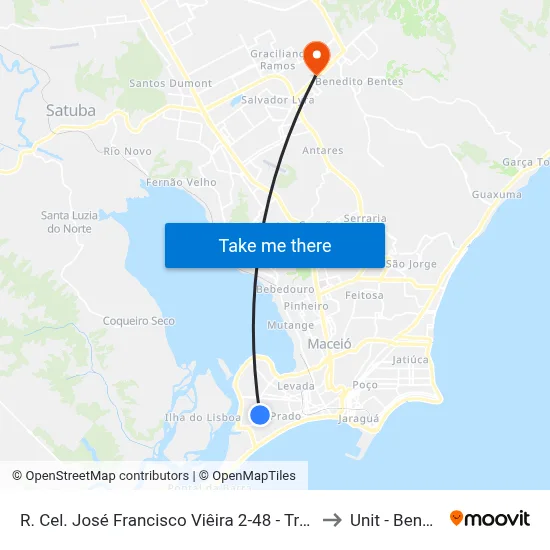 R. Cel. José Francisco Viêira 2-48 - Trapiche Da Barra Maceió - Al Brasil to Unit - Benedito Bentes map