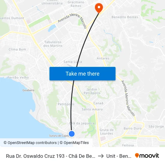 Rua Dr. Oswaldo Cruz 193 - Chã De Bebedouro Maceió - Al 57018-630 Brasil to Unit - Benedito Bentes map