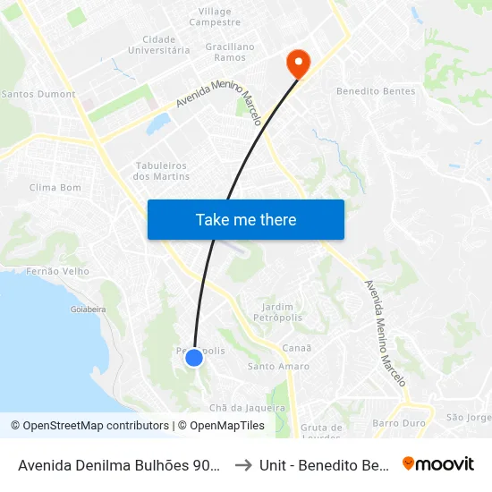 Avenida Denilma Bulhões 900-964 to Unit - Benedito Bentes map