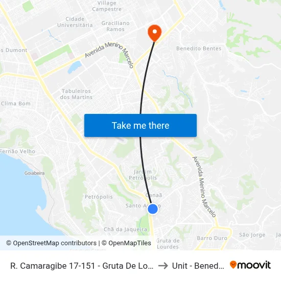 R. Camaragibe 17-151 - Gruta De Lourdes Maceió - Al Brasil to Unit - Benedito Bentes map