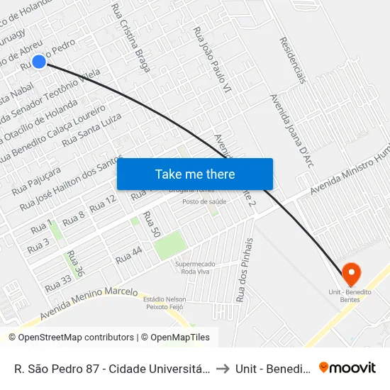 R. São Pedro 87 - Cidade Universitária Maceió - Al Brasil to Unit - Benedito Bentes map