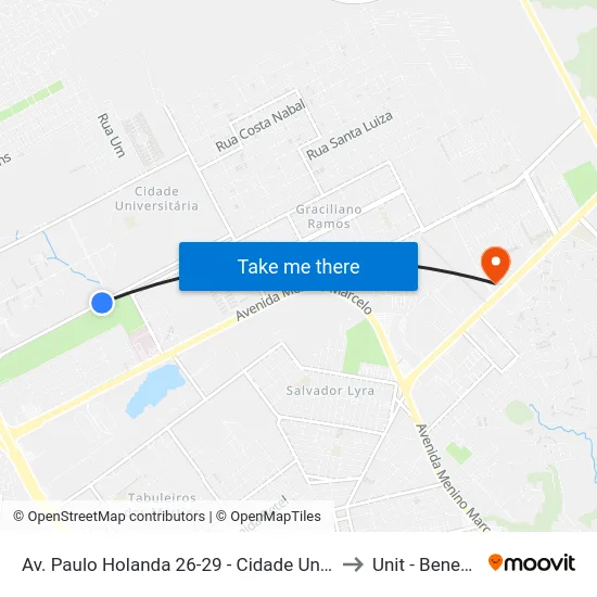 Av. Paulo Holanda 26-29 - Cidade Universitária Maceió - Al Brasil to Unit - Benedito Bentes map