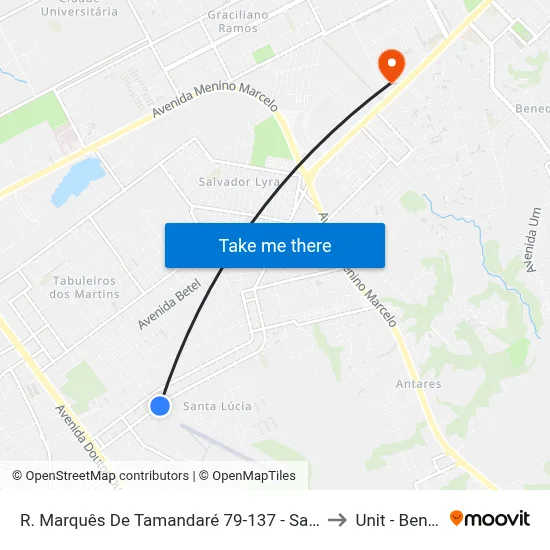 R. Marquês De Tamandaré 79-137 - Santa Lúcia Maceió - Al 57082-090 Brasil to Unit - Benedito Bentes map